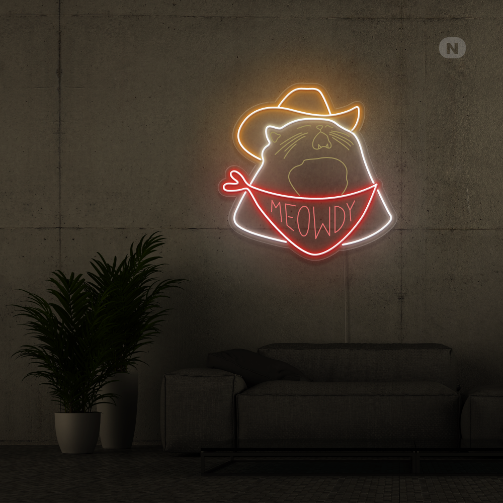Cartel neon Gato vaquero