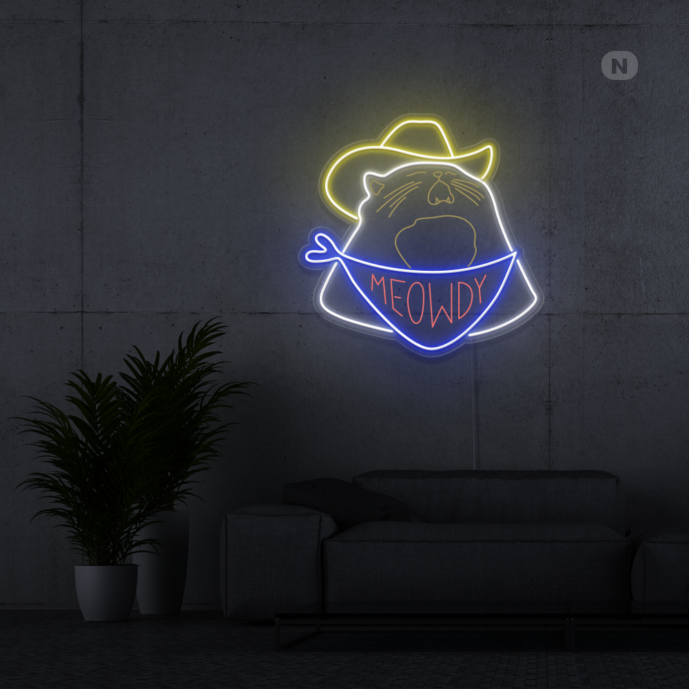 Cartel neon Gato vaquero