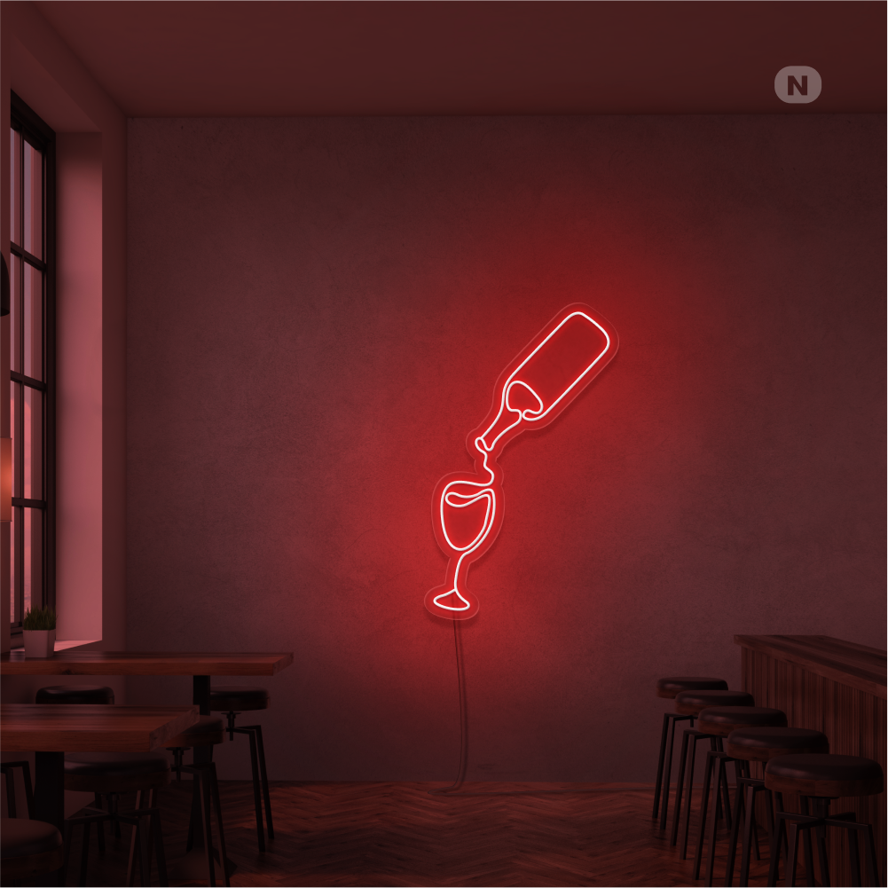 Cartel neon Amante del vino