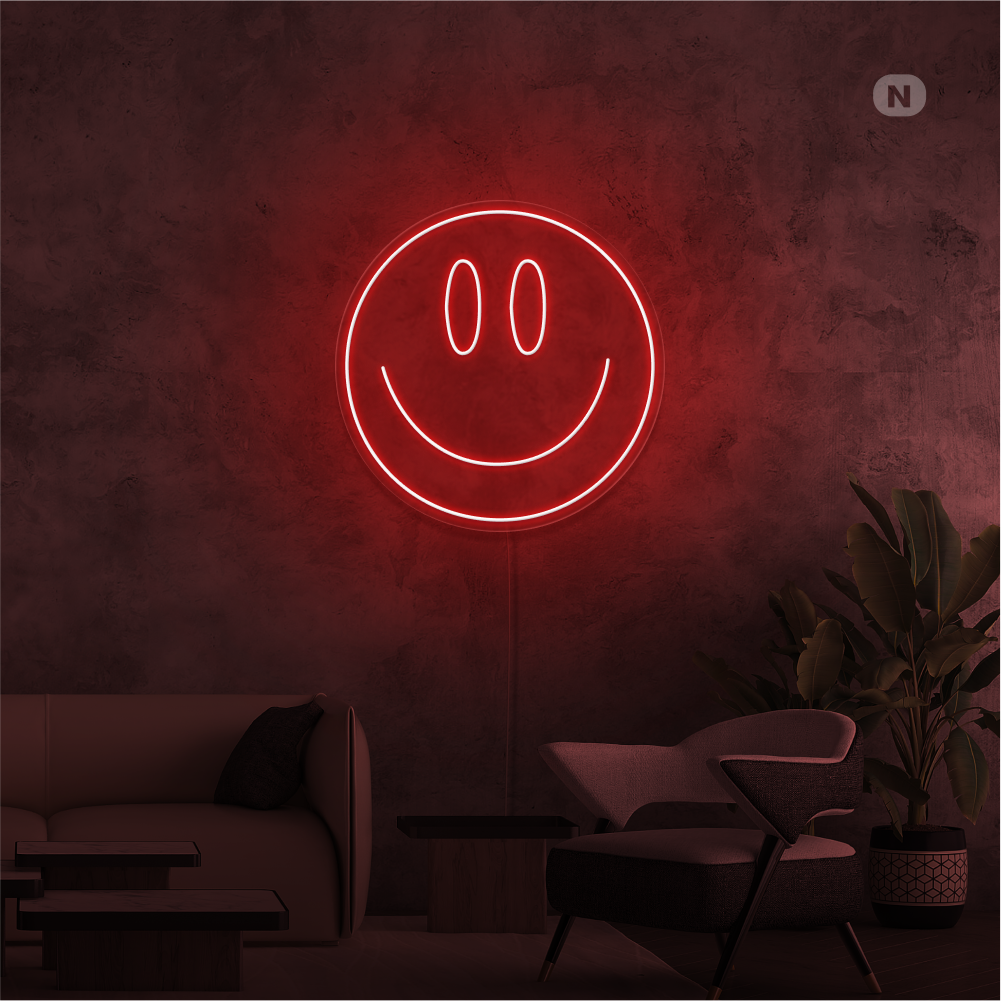 Cartel neon Cara sonriente
