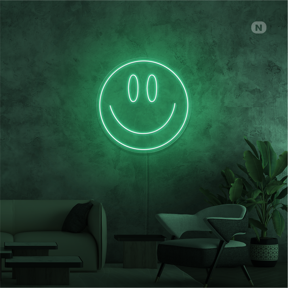 Cartel neon Cara sonriente