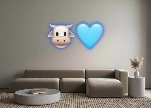 Neon personalizado: 🐮🩵