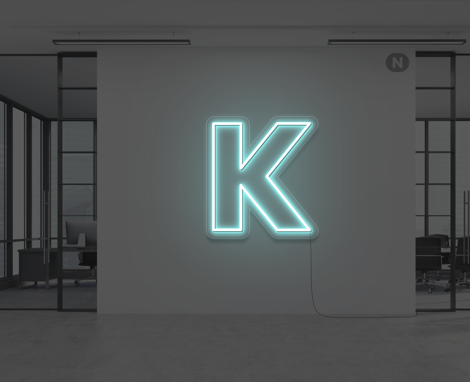 letras-de-neon-k-azul-hielo