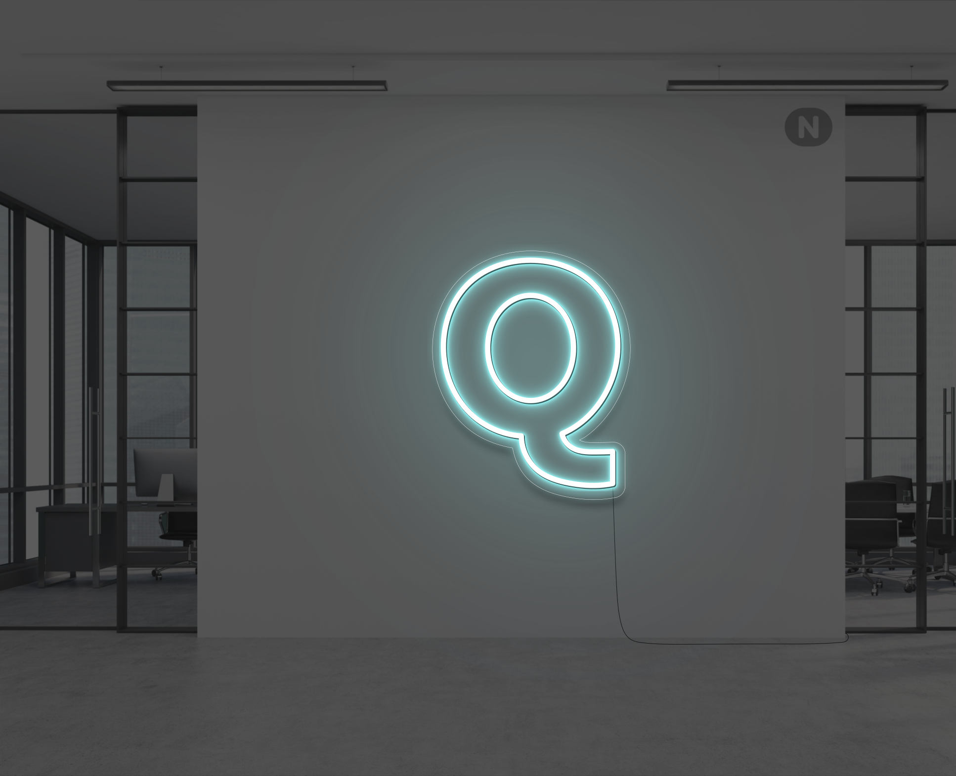 letras-de-neon-q-azul-hielo
