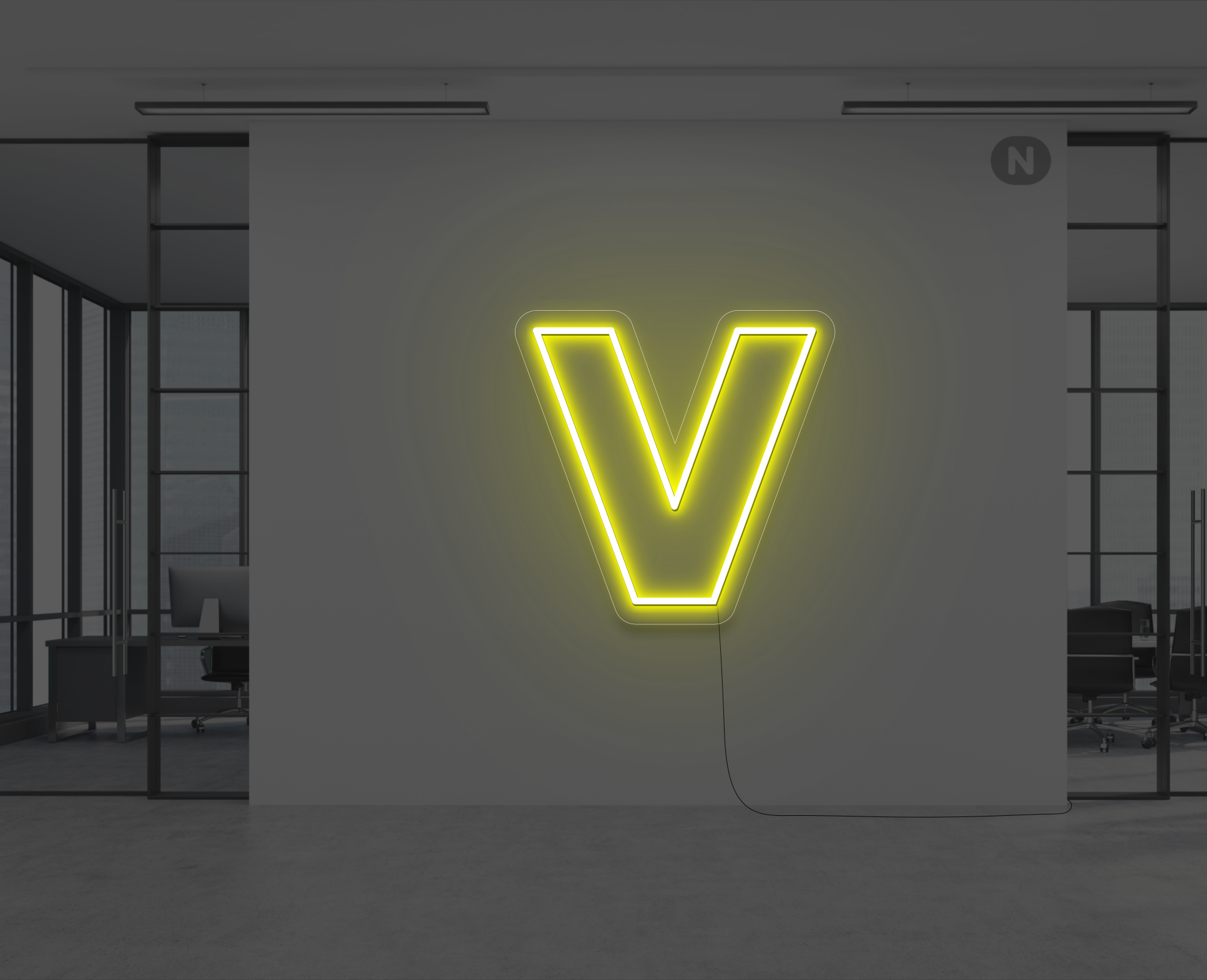 letras-de-neon-v-amarillo