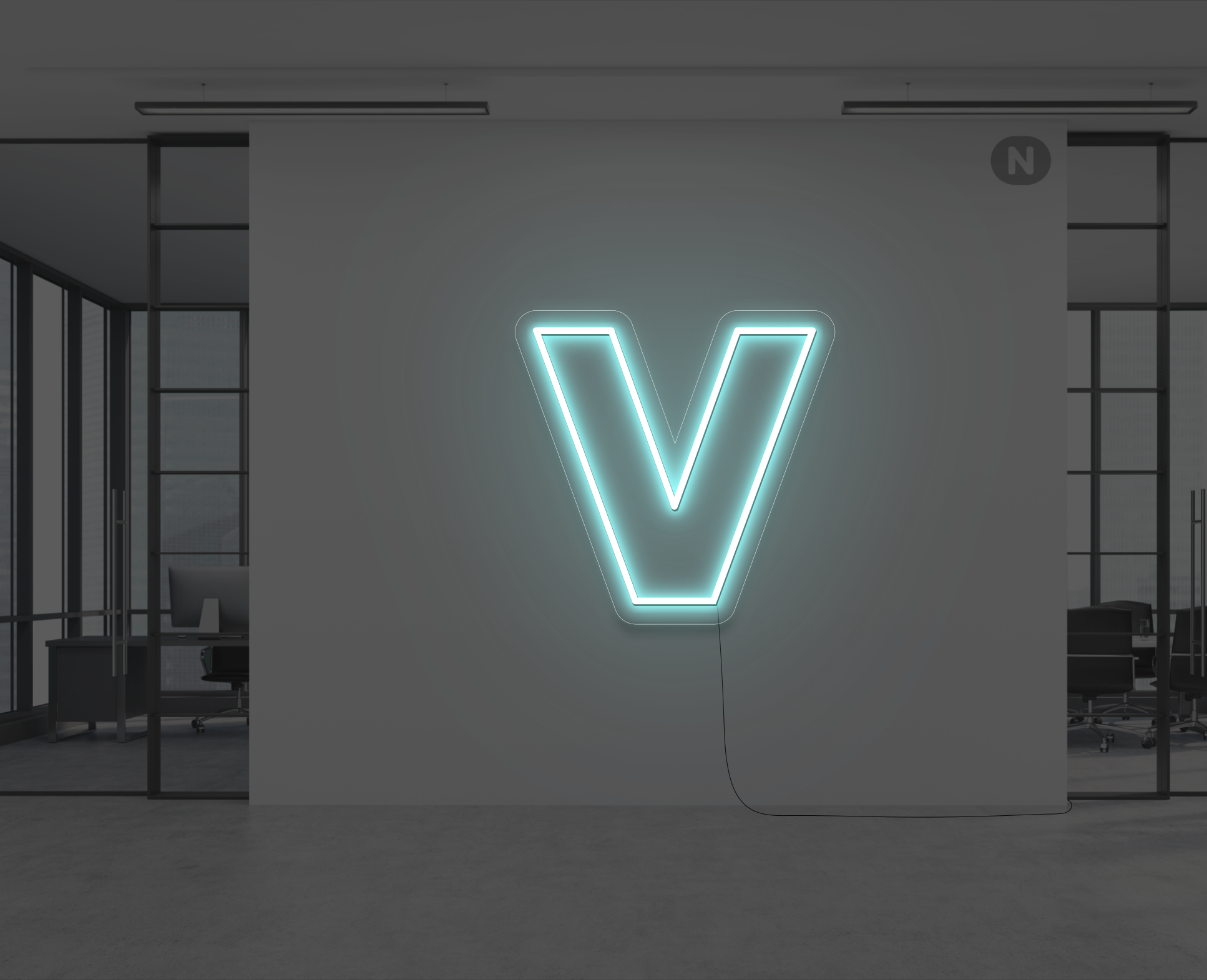 letras-de-neon-v-azul-hielo