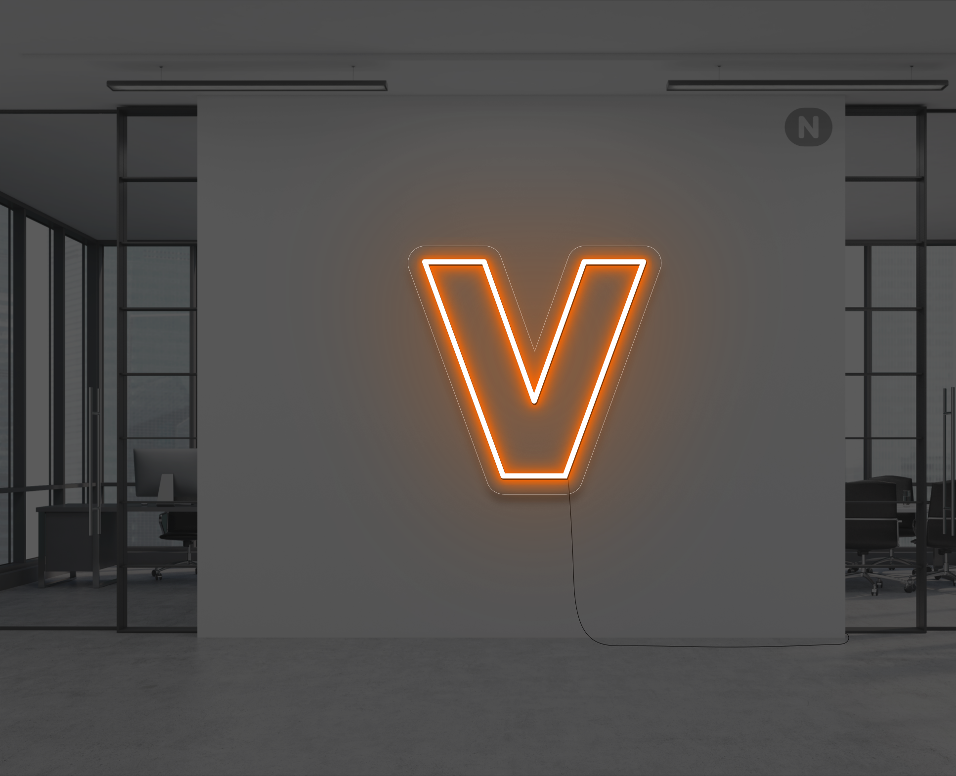 letras-de-neon-v-naranja