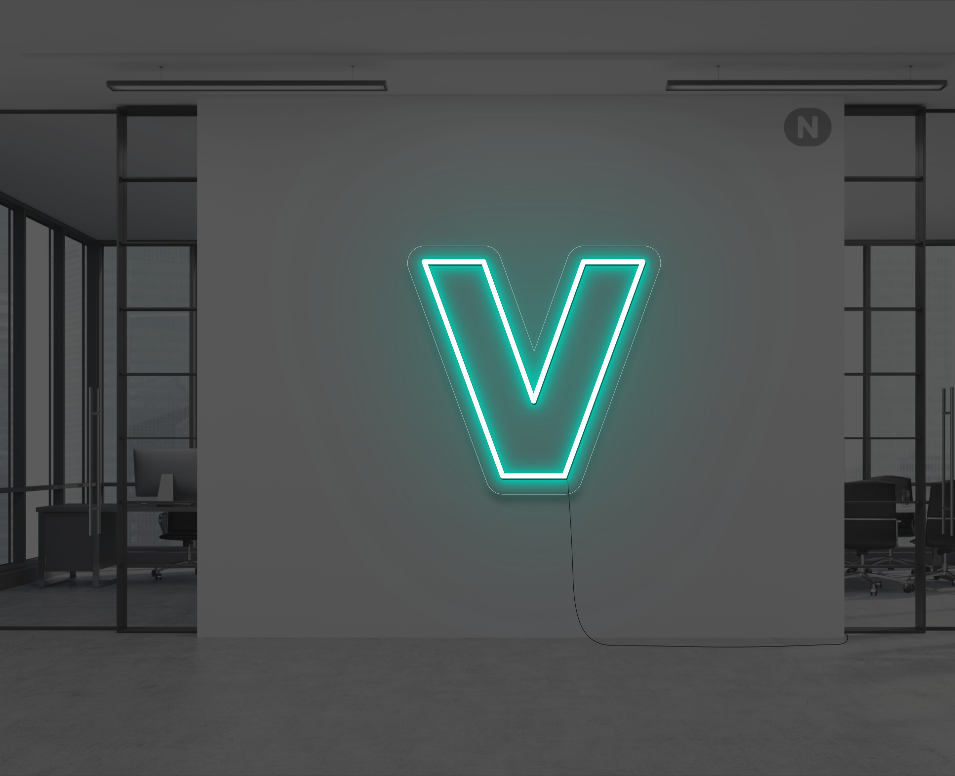 letras-de-neon-v-turquesa