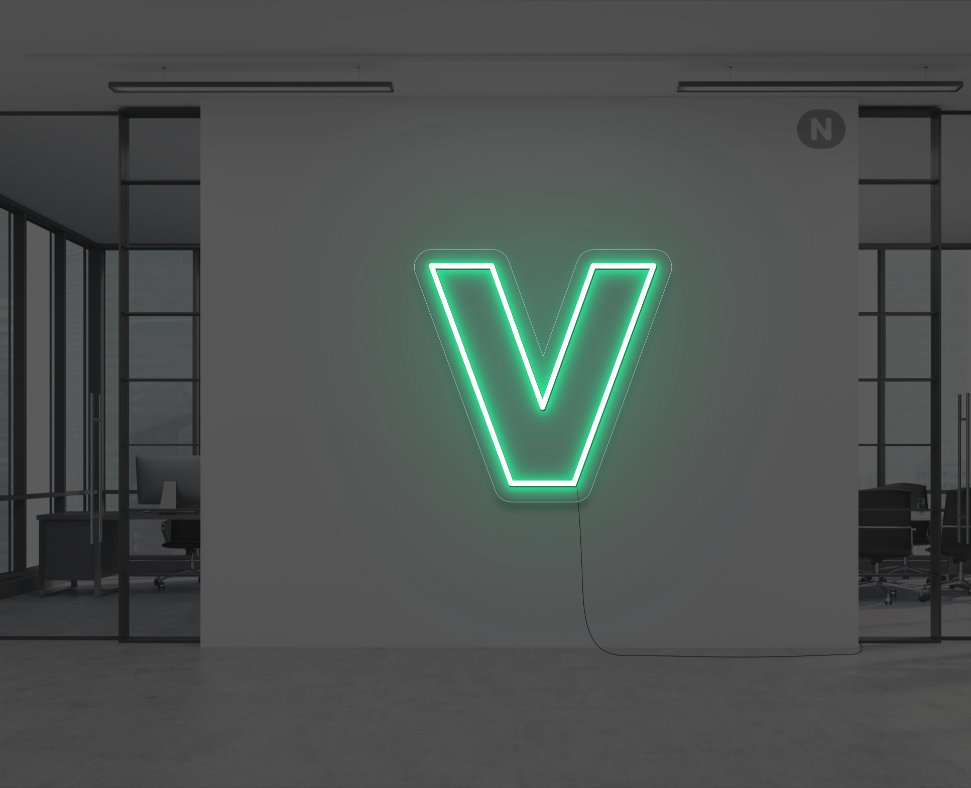 letras-de-neon-v-verde