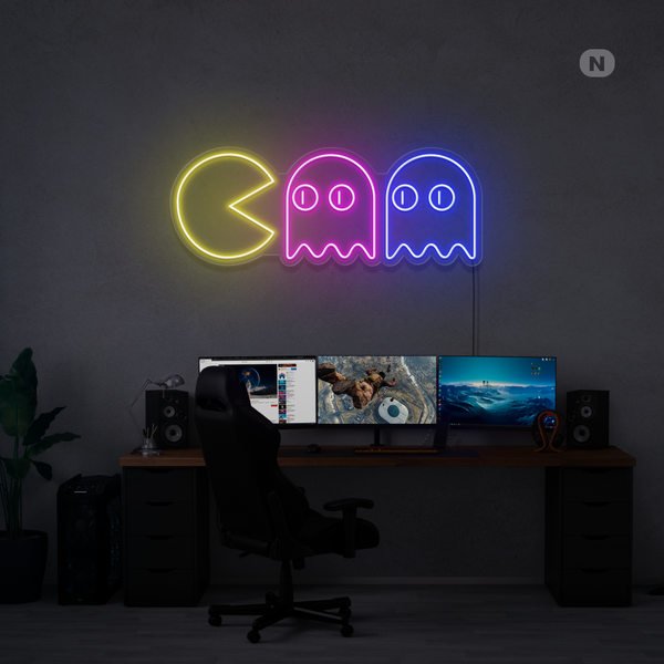 Cartel de neón Pac Man