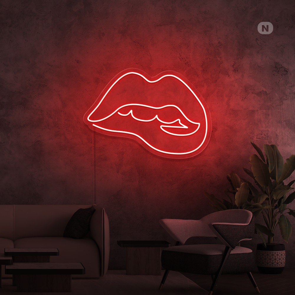 Cartel neon Labio seductor