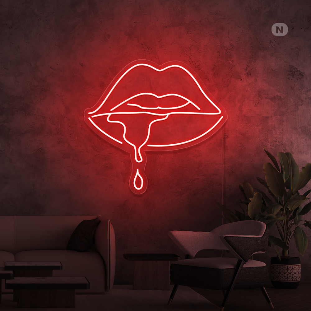 Cartel neon Labio cáustico