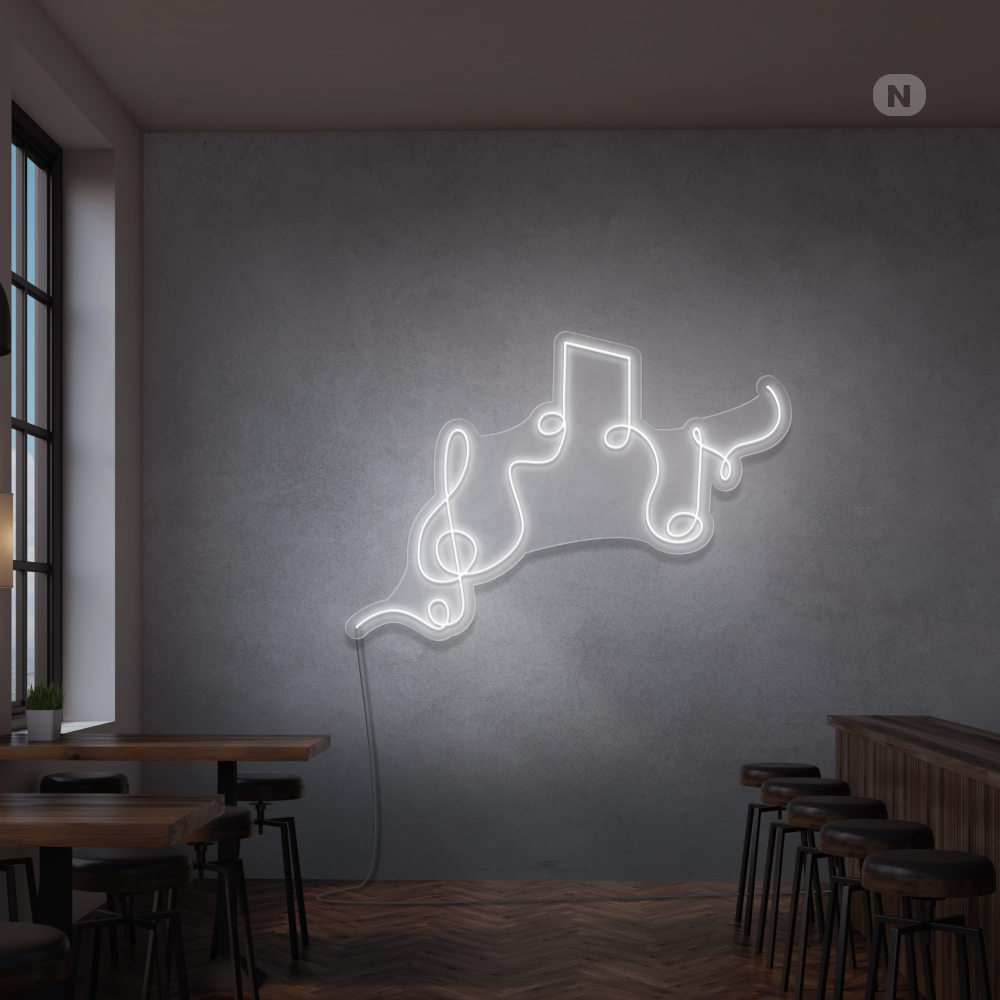 Cartel neon Notas musicales