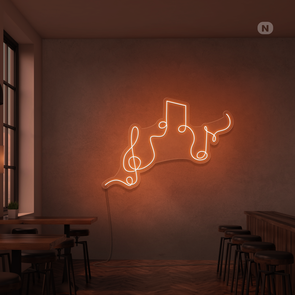 Cartel neon Notas musicales