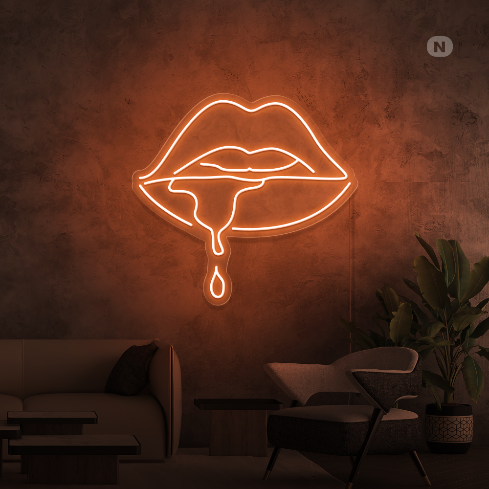 Cartel neon Labio cáustico