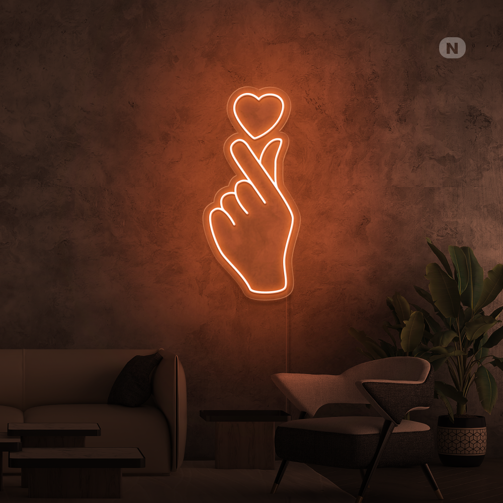 Cartel neon Mano de amor