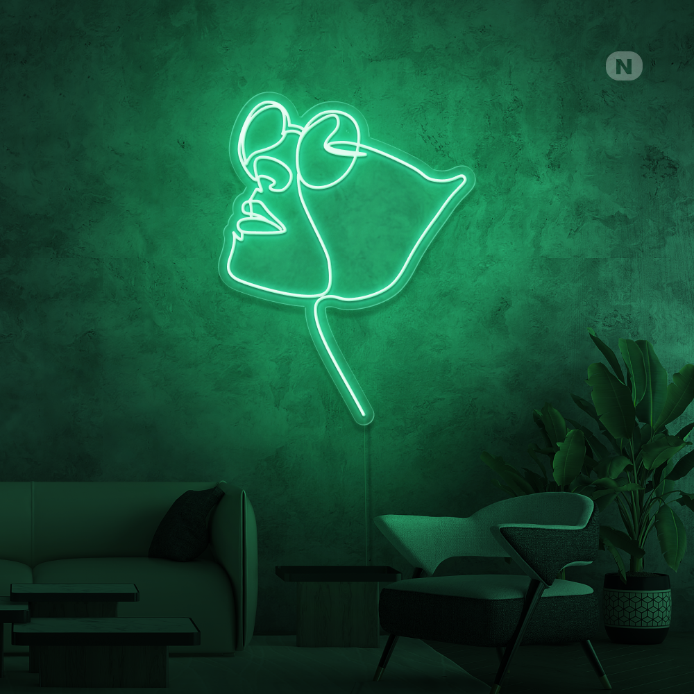 Cartel neon Cara con gafas