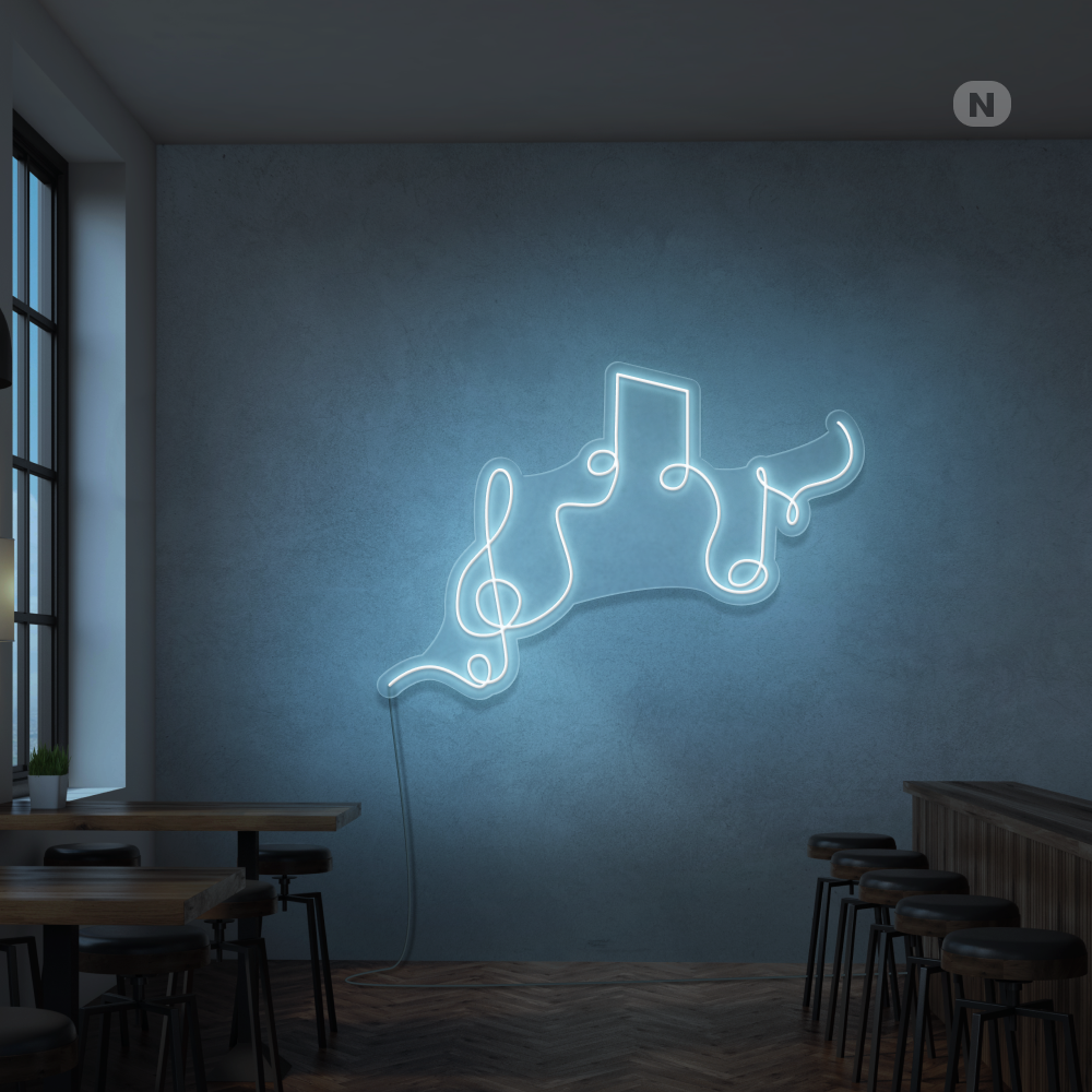 Cartel neon Notas musicales