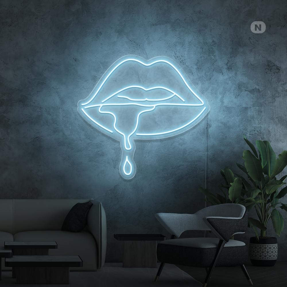 Cartel neon Labio cáustico
