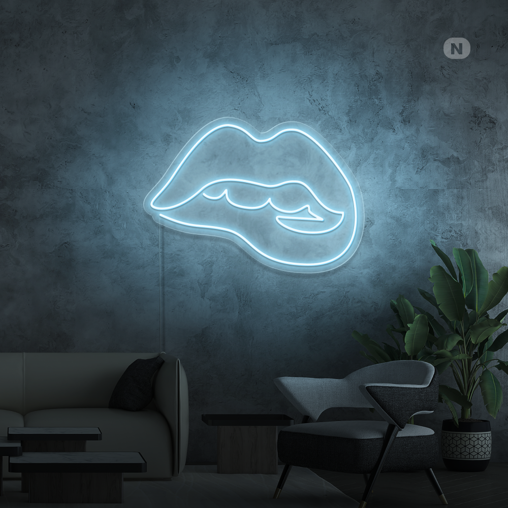 Cartel neon Labio seductor