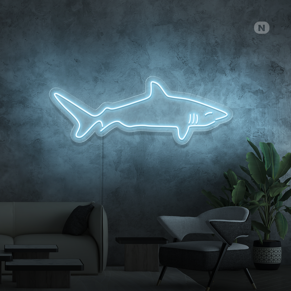 Cartel neon Tiburón