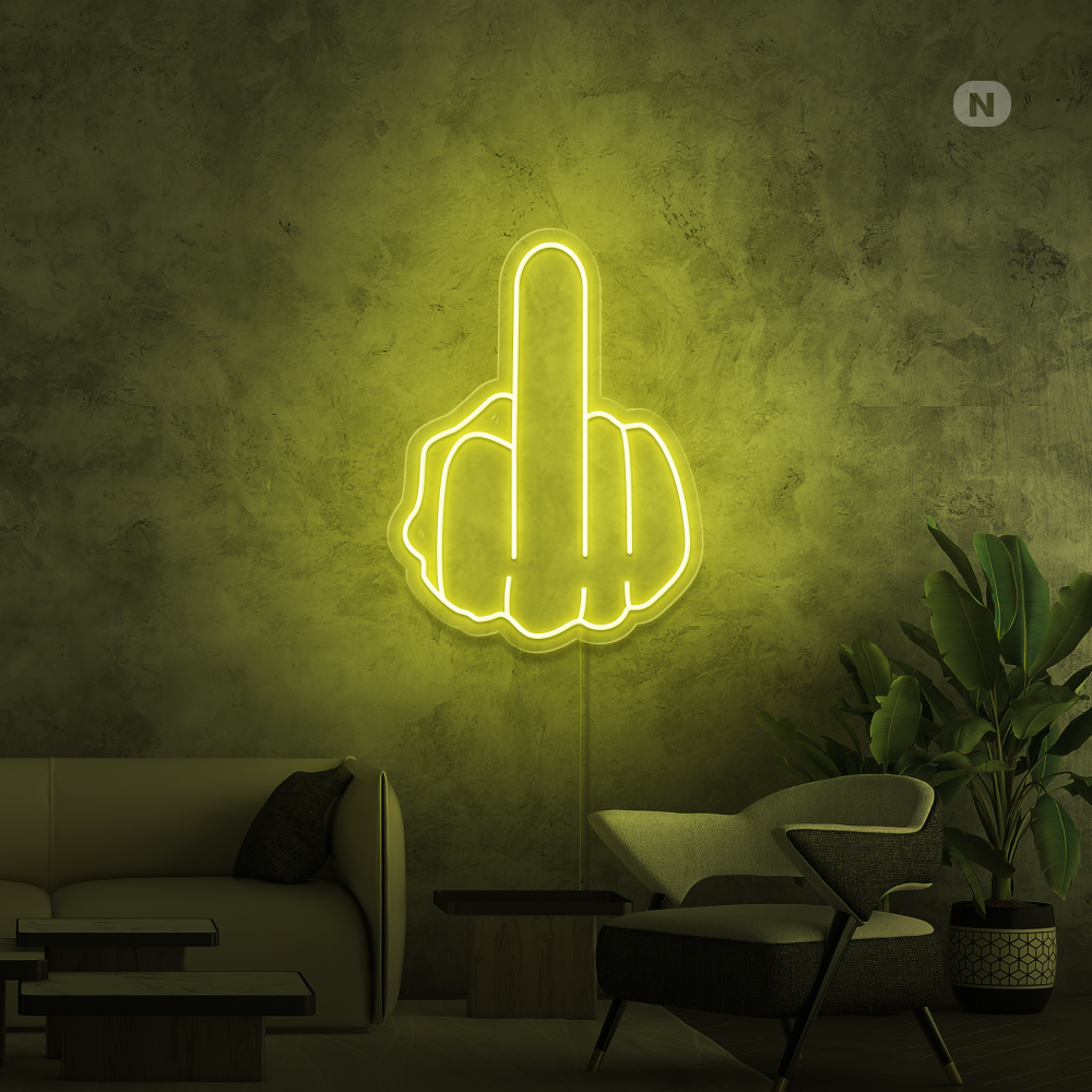Cartel neon Dedo corazón