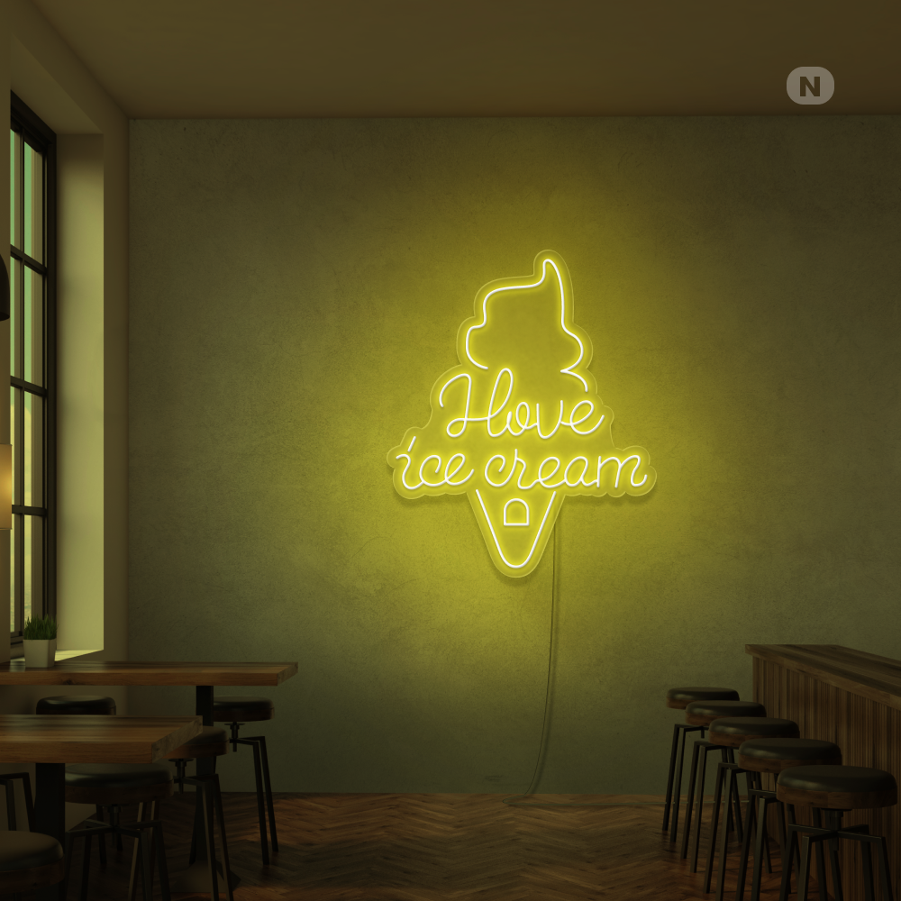 Cartel neon I love ice cream