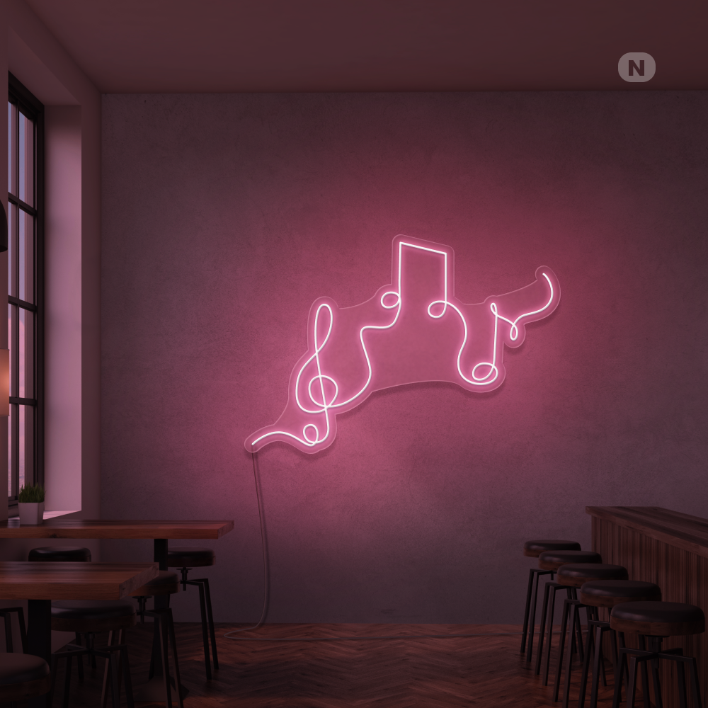 Cartel neon Notas musicales