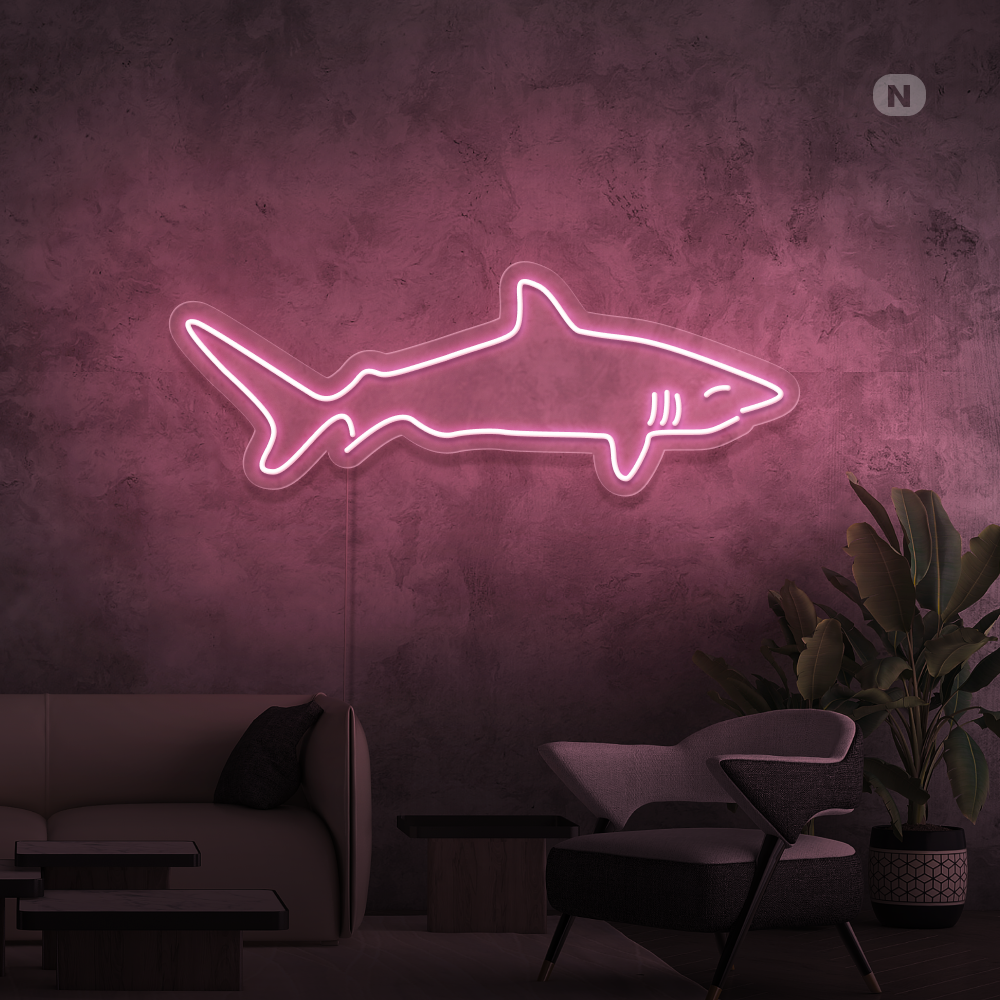 Cartel neon Tiburón