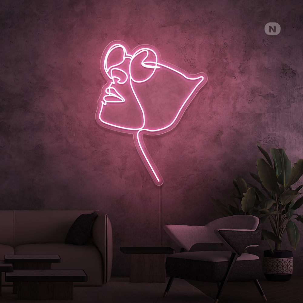 Cartel neon Cara con gafas