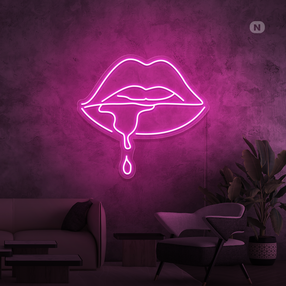 Cartel neon Labio cáustico