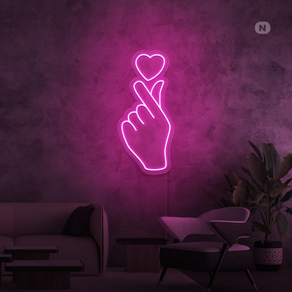 Cartel neon Mano de amor