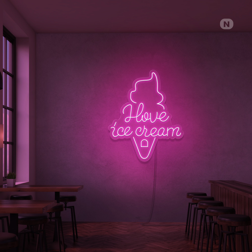 Cartel neon I love ice cream