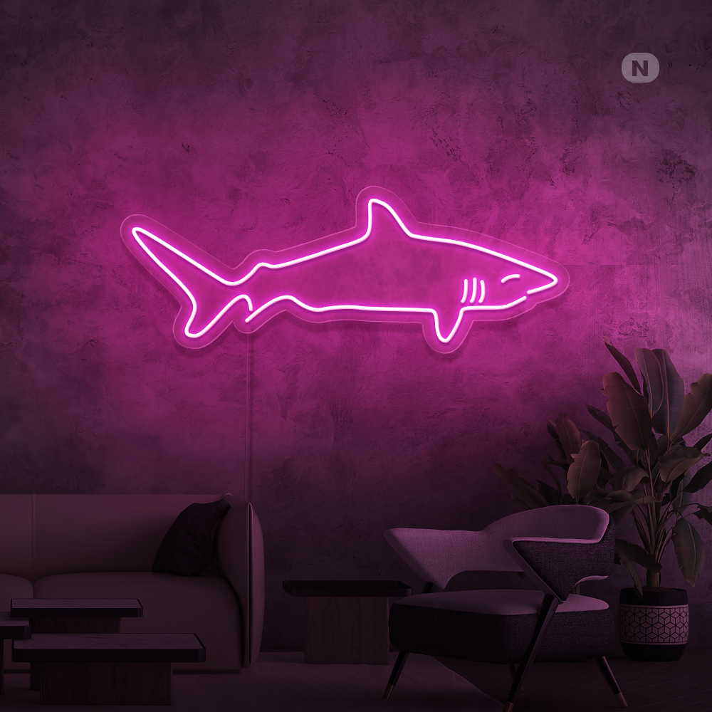 Cartel neon Tiburón