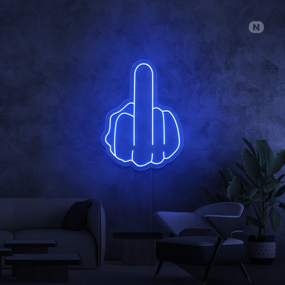 Cartel neon Dedo corazón