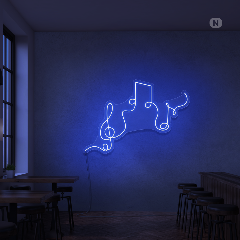 Cartel neon Notas musicales