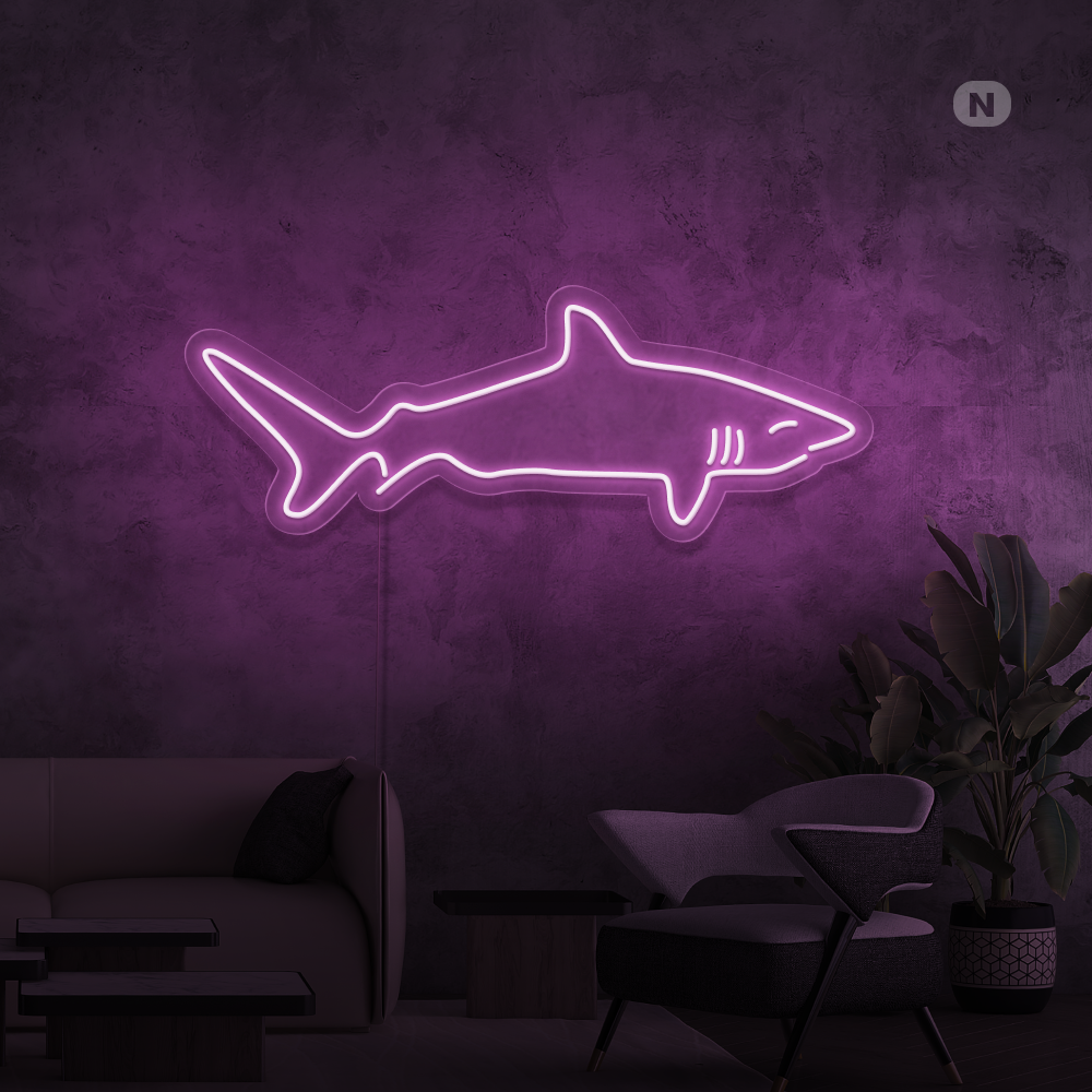 Cartel neon Tiburón