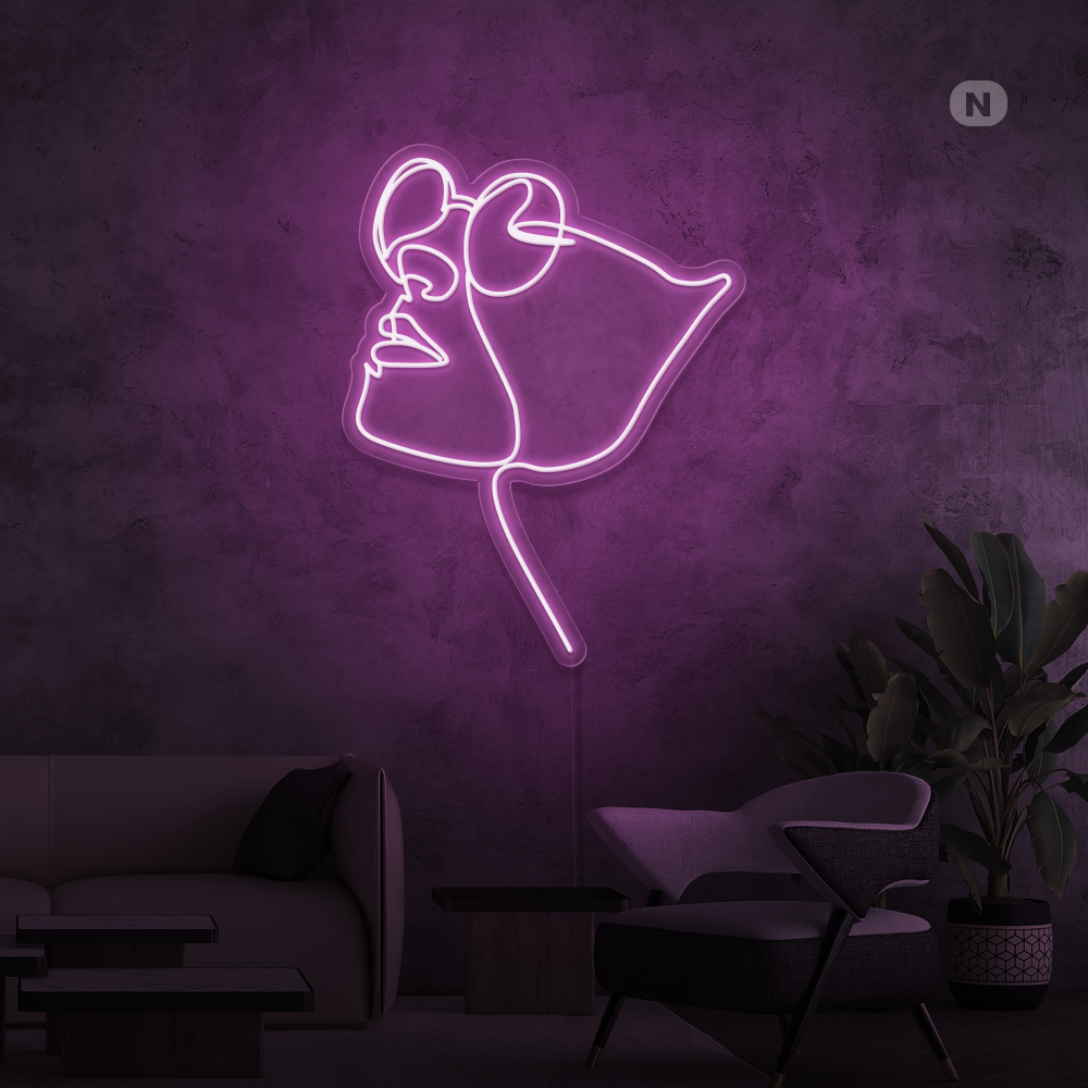 Cartel neon Cara con gafas