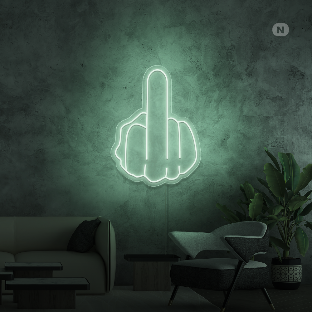Cartel neon Dedo corazón