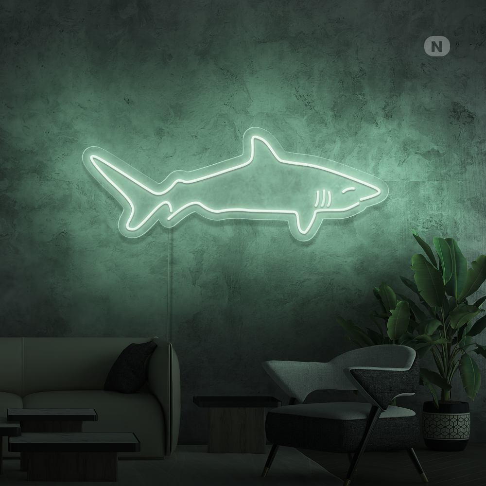 Cartel neon Tiburón