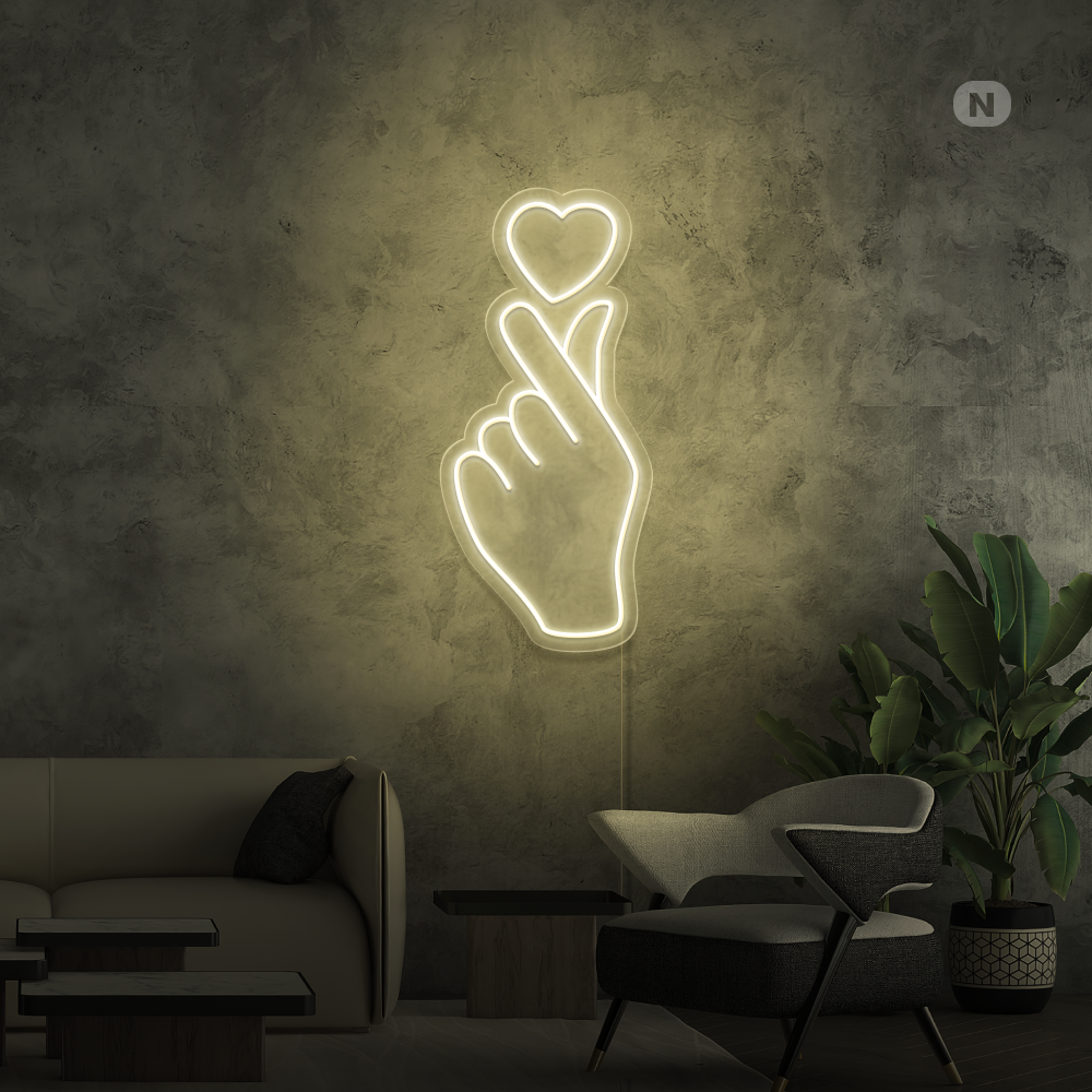 Cartel neon Mano de amor