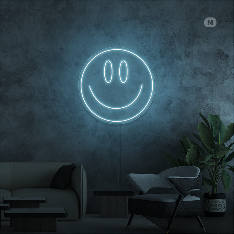 Cartel neon Cara sonriente