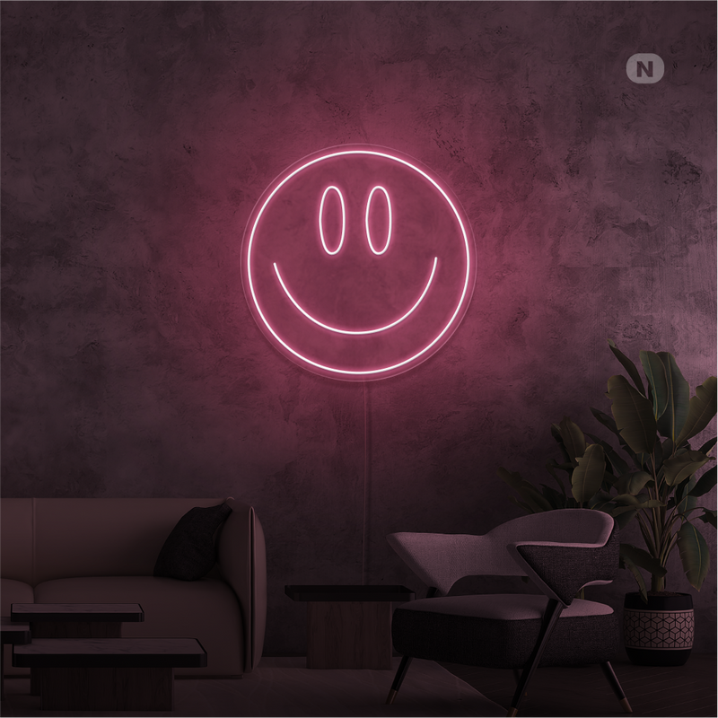 Cartel neon Cara sonriente