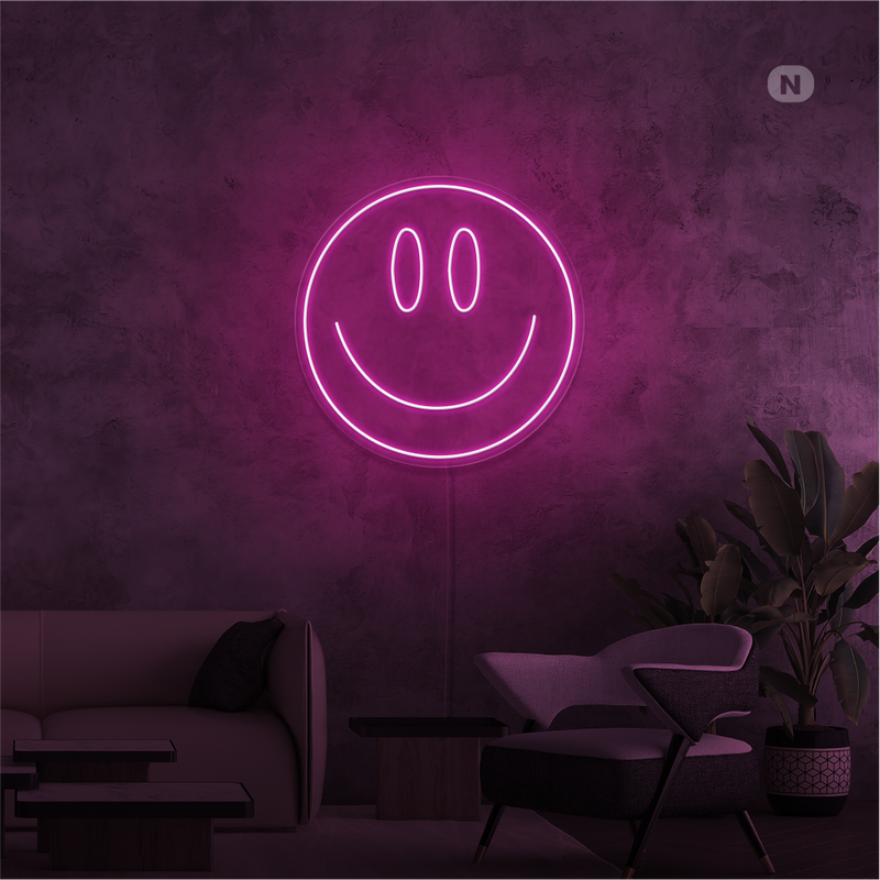 Cartel neon Cara sonriente