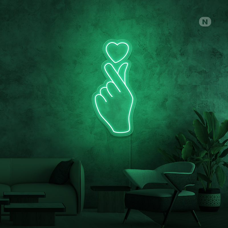 Cartel neon Mano de amor