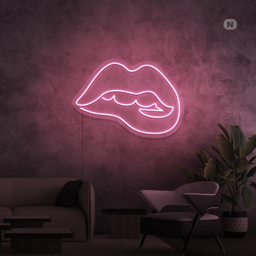 Cartel neon Labio seductor