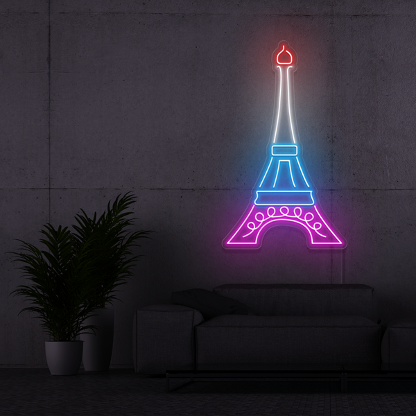 Cartel neon Torre Eifel